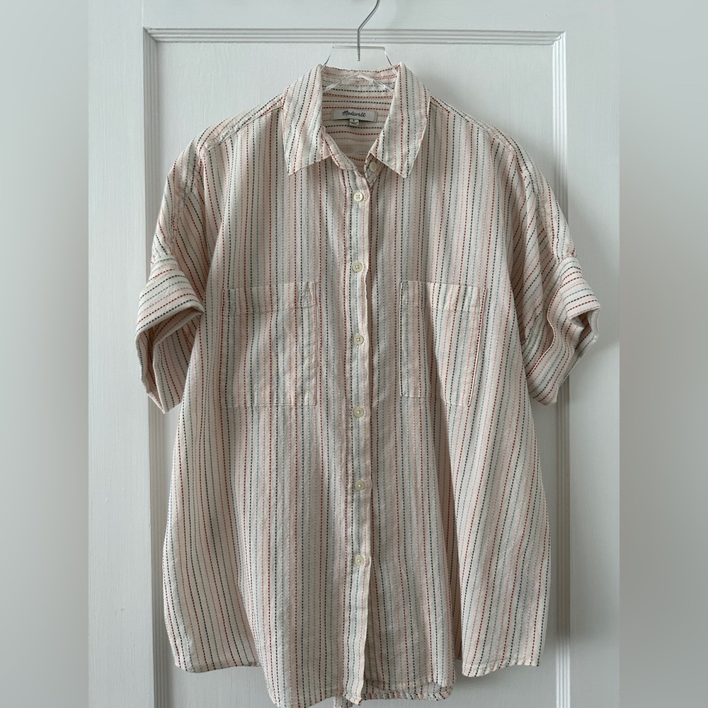 Madewell Courier Shirt in Stitched Rainbow Stripe